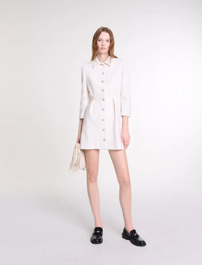 Dresses Women Maje Short Tweed Dress Ecru