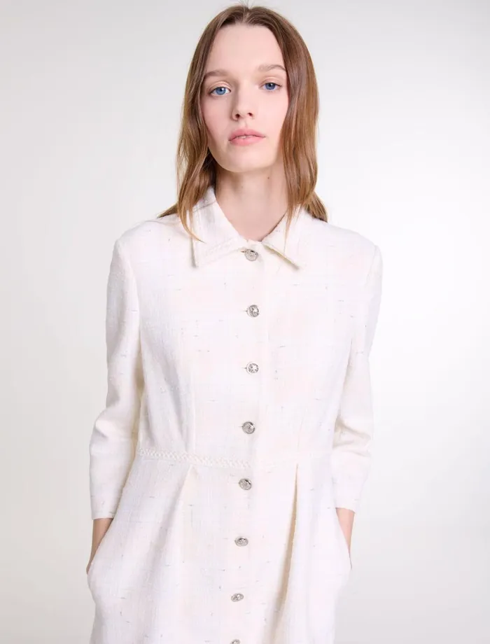 Dresses Women Maje Short Tweed Dress Ecru