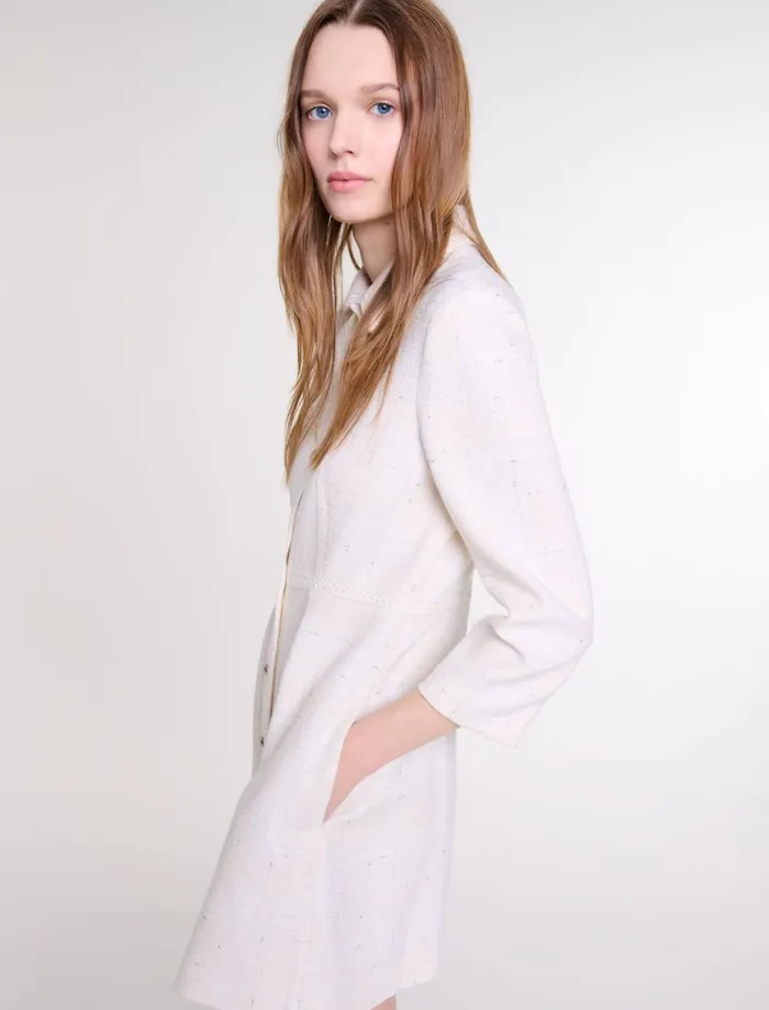 Dresses Women Maje Short Tweed Dress Ecru