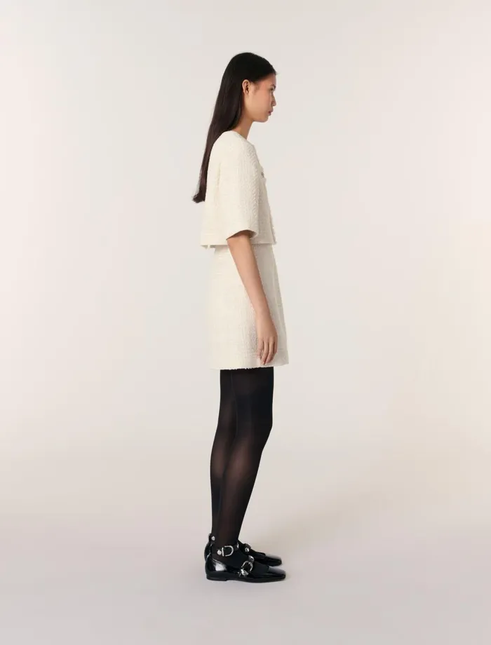 Dresses Women Maje Tweed 2In1 Short Dress Ecru