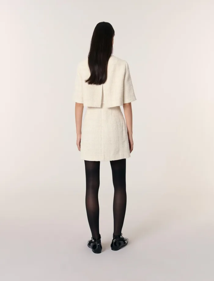 Dresses Women Maje Tweed 2In1 Short Dress Ecru