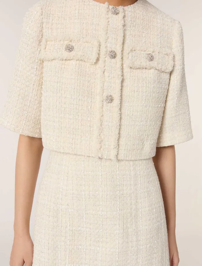 Dresses Women Maje Tweed 2In1 Short Dress Ecru