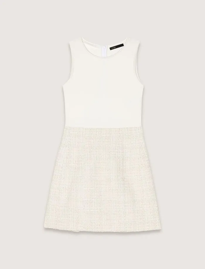 Dresses Women Maje Tweed 2In1 Short Dress Ecru