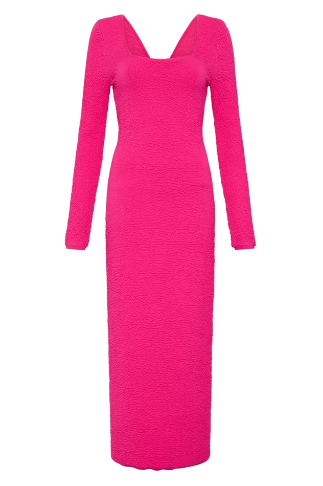 Echo Bubble Body Dress Hot Pink Women Aje Body 038 Crepe Knit