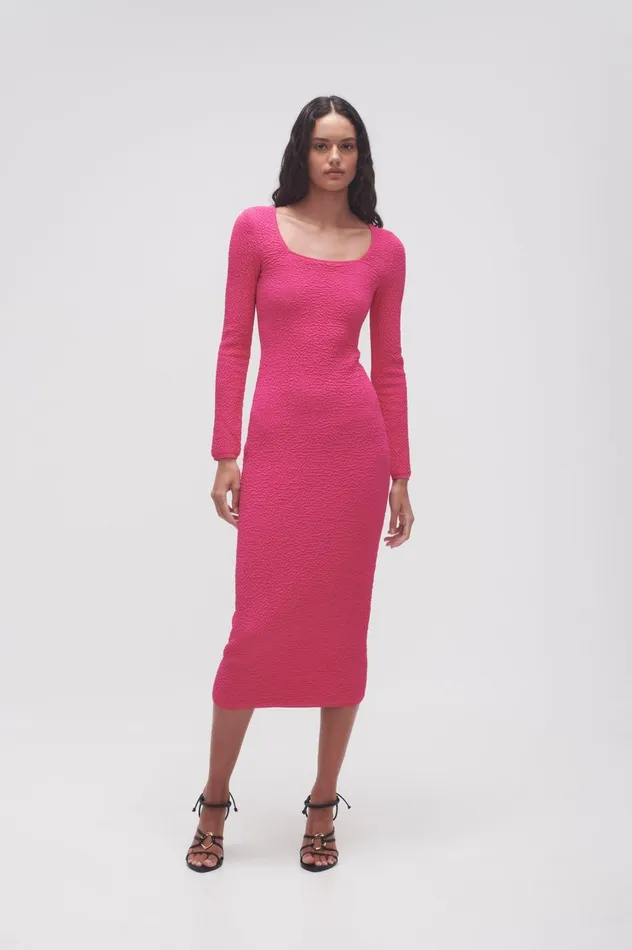 Echo Bubble Body Dress Hot Pink Women Aje Body 038 Crepe Knit
