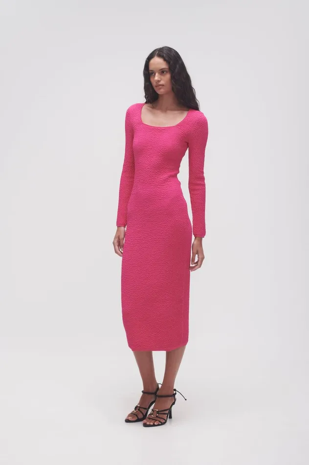Echo Bubble Body Dress Hot Pink Women Aje Body 038 Crepe Knit