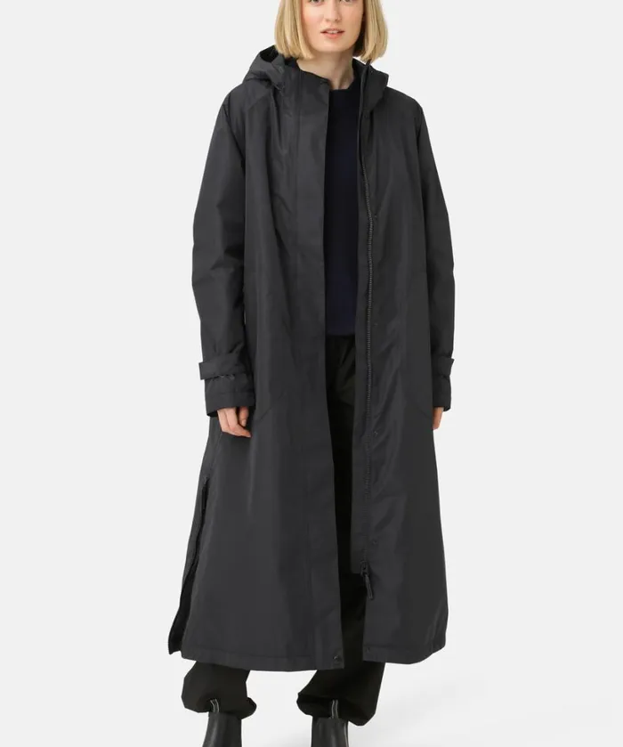 Eco Finished Long Raincoat 8211 Dark Indigo Rainwear Ilse Jacobsen Raincoats
