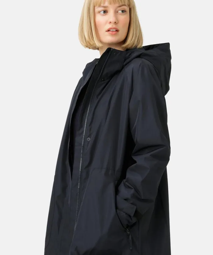 Eco Finished Long Raincoat 8211 Dark Indigo Rainwear Ilse Jacobsen Raincoats