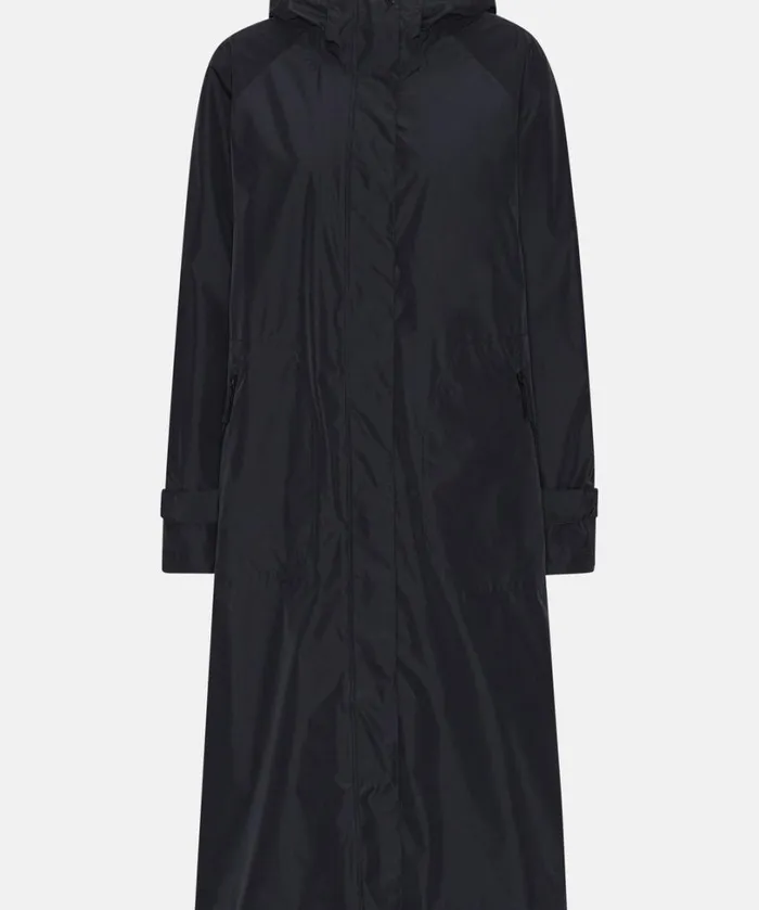 Eco Finished Long Raincoat 8211 Dark Indigo Rainwear Ilse Jacobsen Raincoats