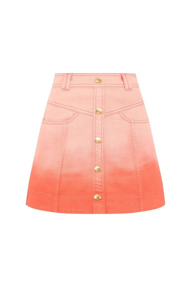 Ember Ombre Denim Mini Skirt Coral Sunset Women Aje Skirts