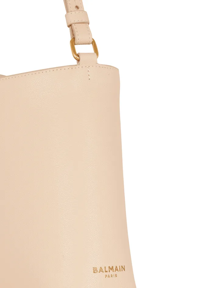 Emblegraveme Handbag In Grained Leather Beige Women Balmain Handbags