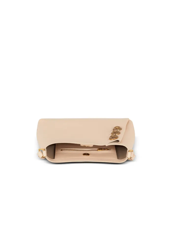 Emblegraveme Handbag In Grained Leather Beige Women Balmain Handbags