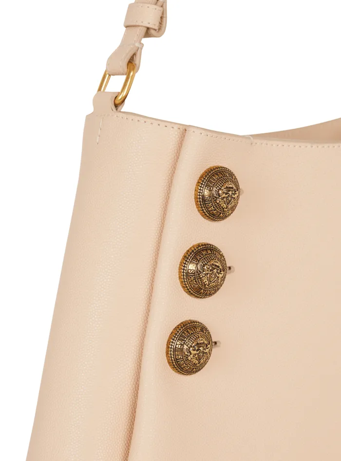 Emblegraveme Handbag In Grained Leather Beige Women Balmain Handbags