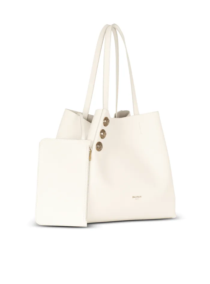 Emblegraveme Leather Tote Bag White Women Balmain Tote Bags