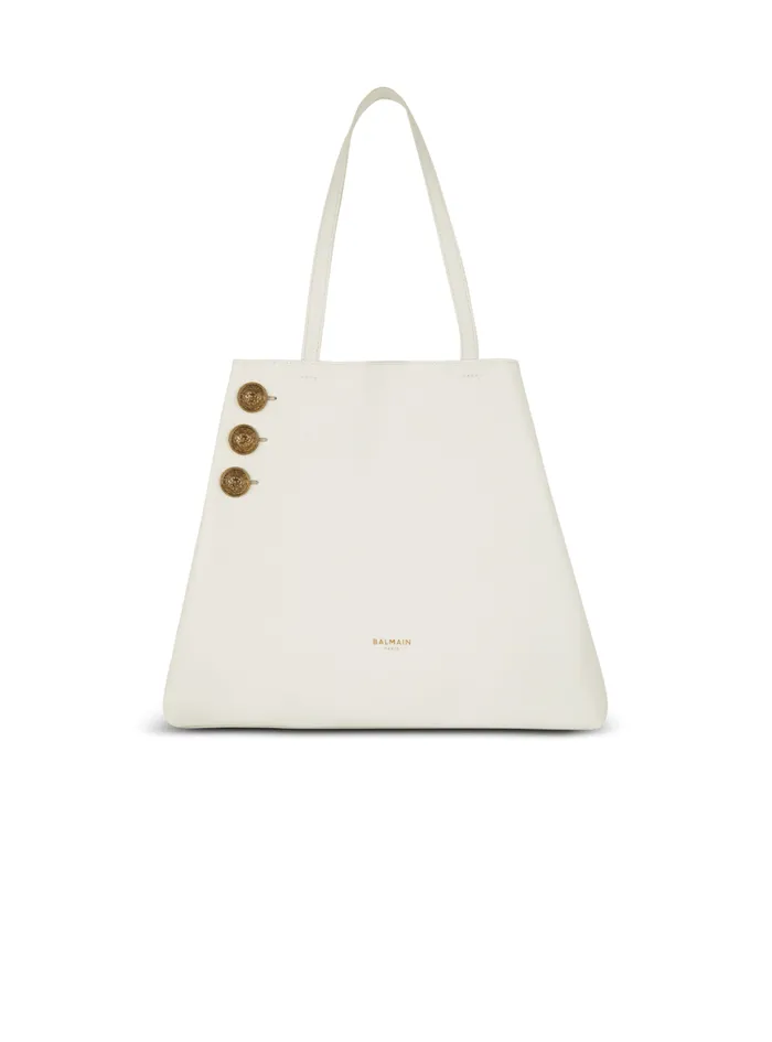 Emblegraveme Leather Tote Bag White Women Balmain Tote Bags