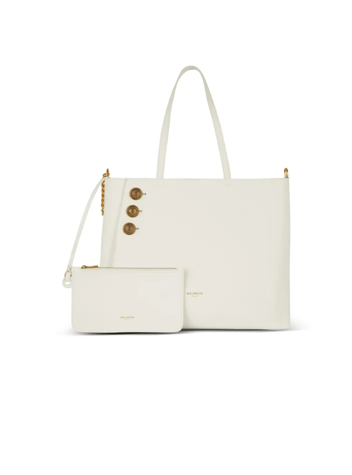 Emblegraveme Leather Tote Bag White Women Balmain Tote Bags