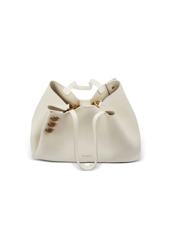 Emblegraveme Leather Tote Bag White Women Balmain Tote Bags