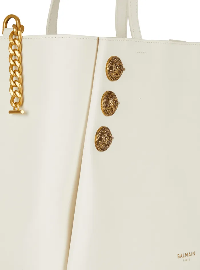 Emblegraveme Leather Tote Bag White Women Balmain Tote Bags