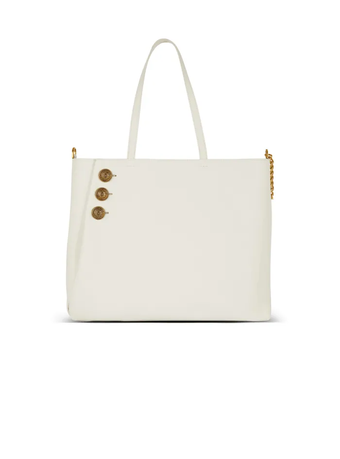 Emblegraveme Leather Tote Bag White Women Balmain Tote Bags