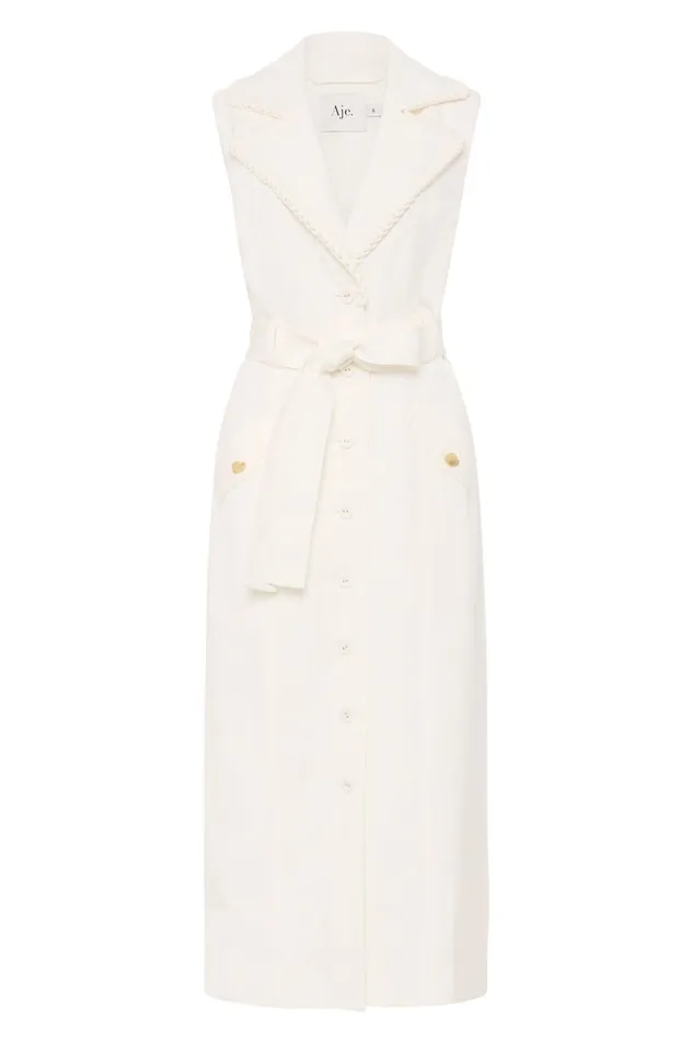 Encompass Utility Midi Dress Ivory Women Aje White Dresses