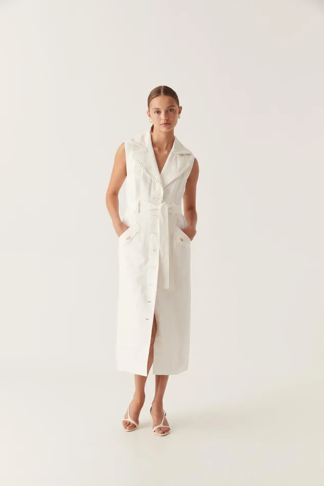 Encompass Utility Midi Dress Ivory Women Aje White Dresses