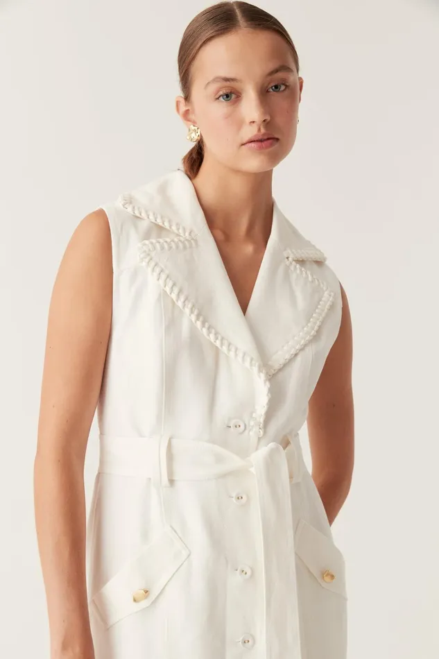 Encompass Utility Midi Dress Ivory Women Aje White Dresses