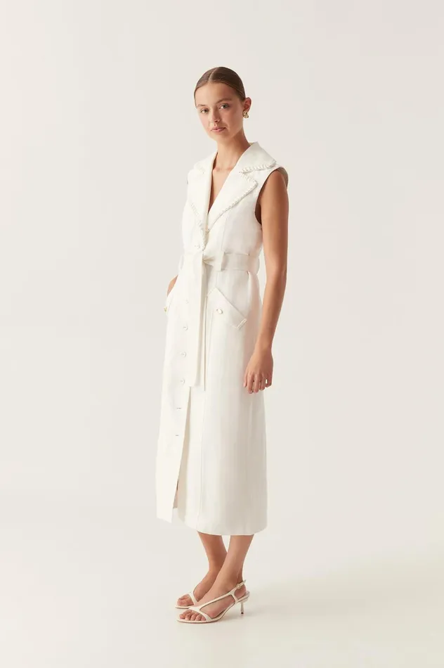 Encompass Utility Midi Dress Ivory Women Aje White Dresses