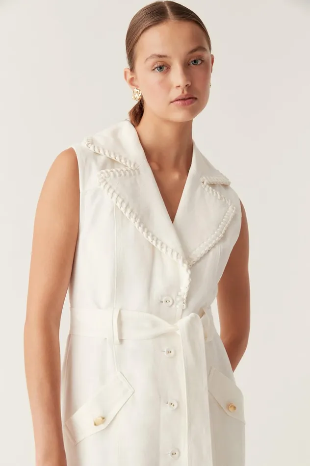 Encompass Utility Midi Dress Ivory Women Aje White Dresses