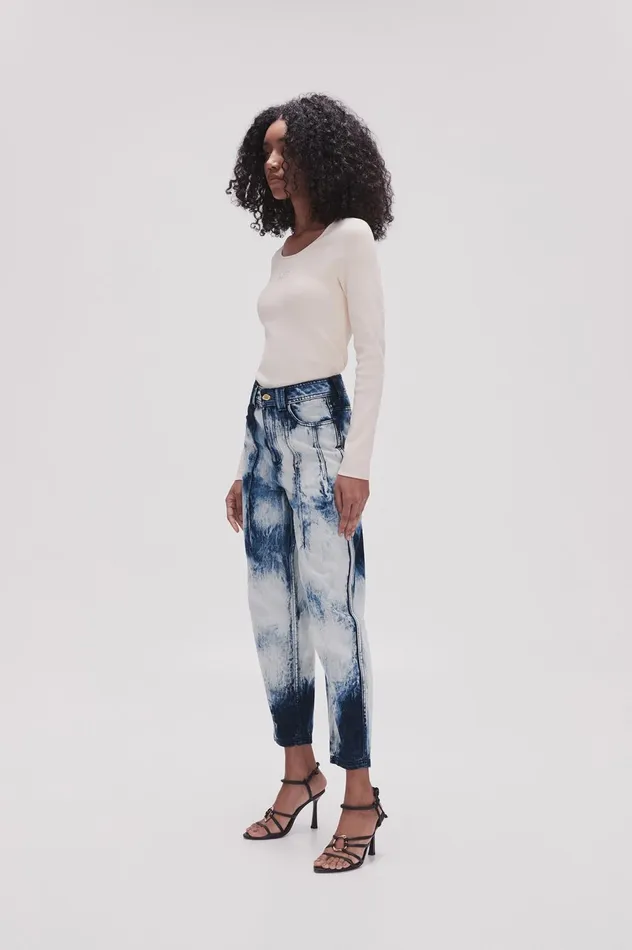 Enigma Denim Straight Jeans Tie Dye Indigo Women Aje Pants