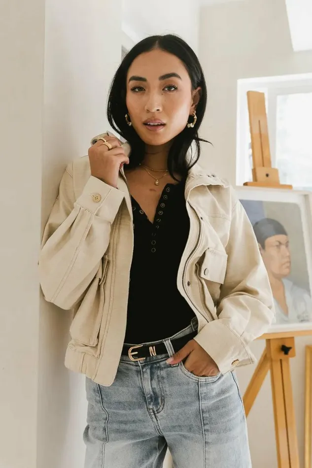 Esme Lightweight Jacket In Natural Natural Women Bohme Outerwear