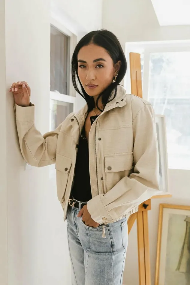 Esme Lightweight Jacket In Natural Natural Women Bohme Outerwear