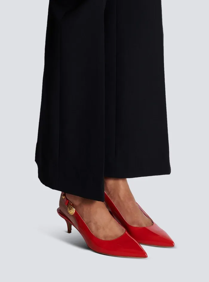 Eva Kitten Slingbacks In Patent Leather Red Women Balmain High Heels and Pumps