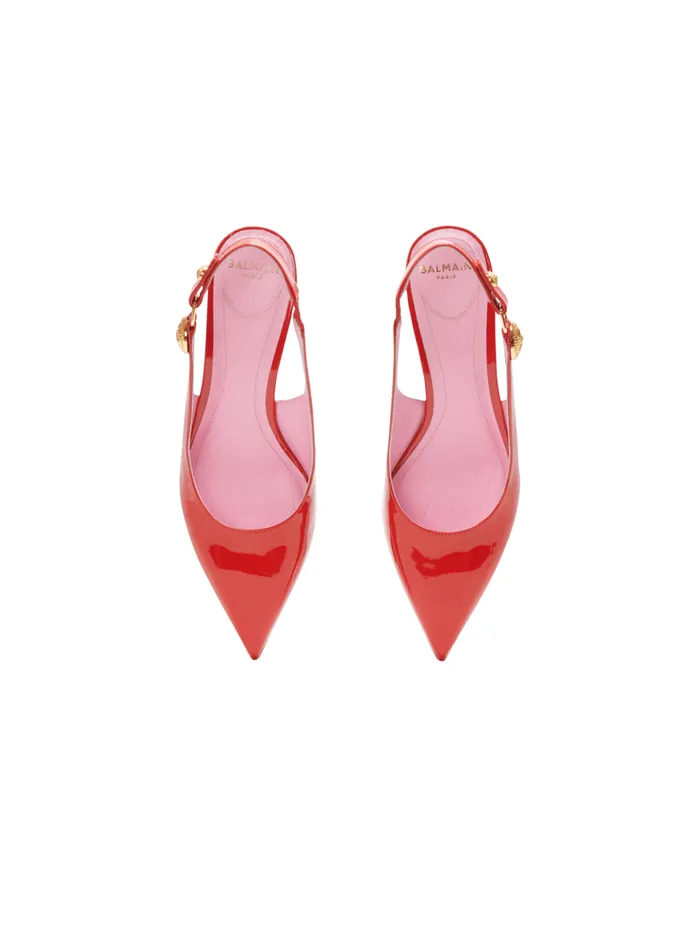 Eva Kitten Slingbacks In Patent Leather Red Women Balmain High Heels and Pumps