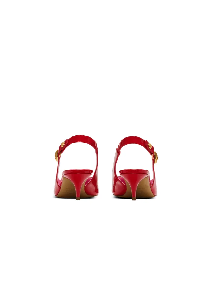 Eva Kitten Slingbacks In Patent Leather Red Women Balmain High Heels and Pumps