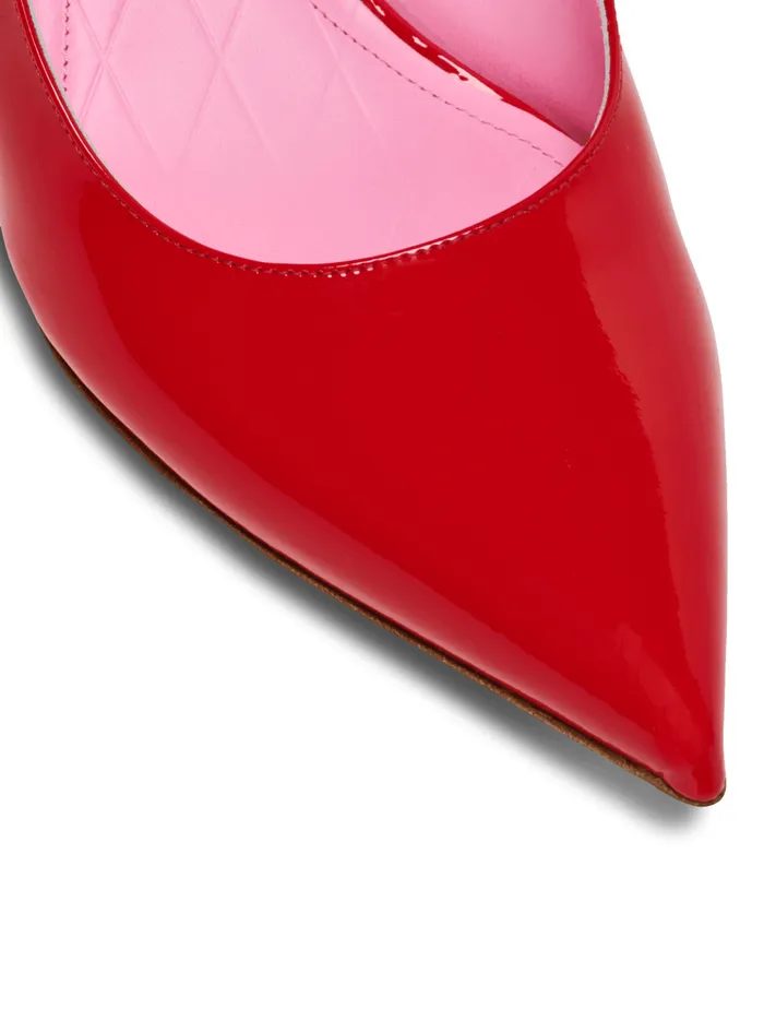 Eva Kitten Slingbacks In Patent Leather Red Women Balmain High Heels and Pumps