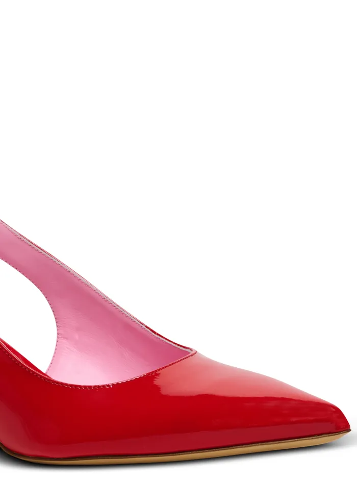 Eva Kitten Slingbacks In Patent Leather Red Women Balmain High Heels and Pumps