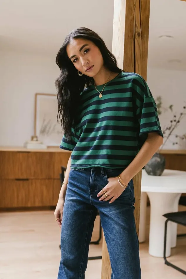 Felix Striped Top In Green Green Women Bohme Tees and Tanks