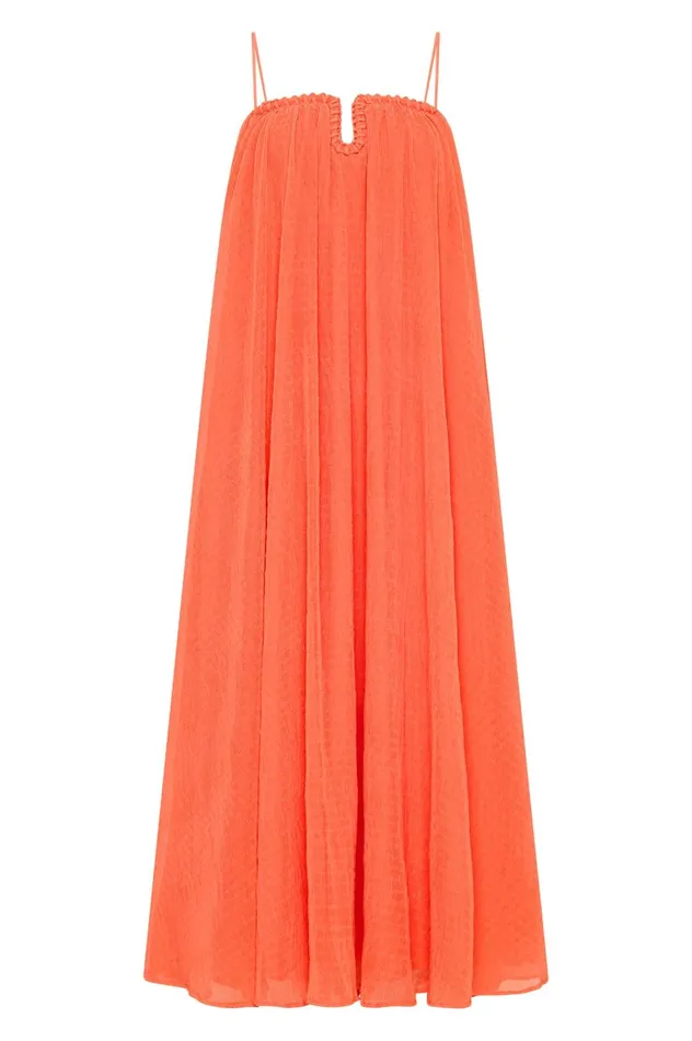 Filigree Sweetheart Midi Dress Sunset Orange Women Aje Bridesmaid Dresses