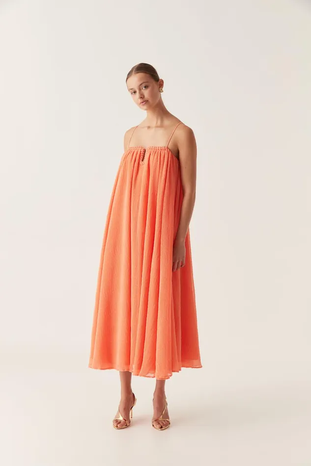 Filigree Sweetheart Midi Dress Sunset Orange Women Aje Bridesmaid Dresses
