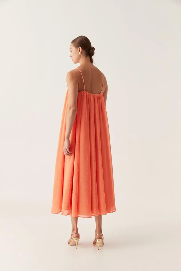 Filigree Sweetheart Midi Dress Sunset Orange Women Aje Bridesmaid Dresses