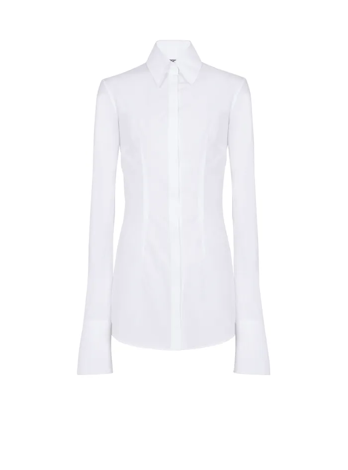 Fitted Poplin Shirt White Women Balmain Tops And Shirts