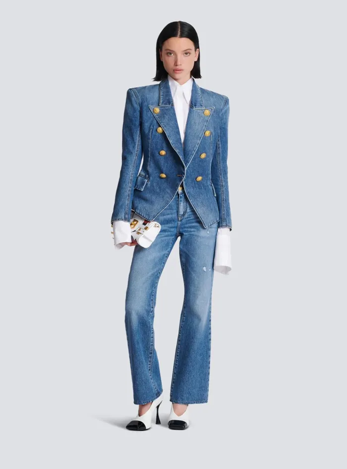 Fitted Poplin Shirt White Women Balmain Tops And Shirts