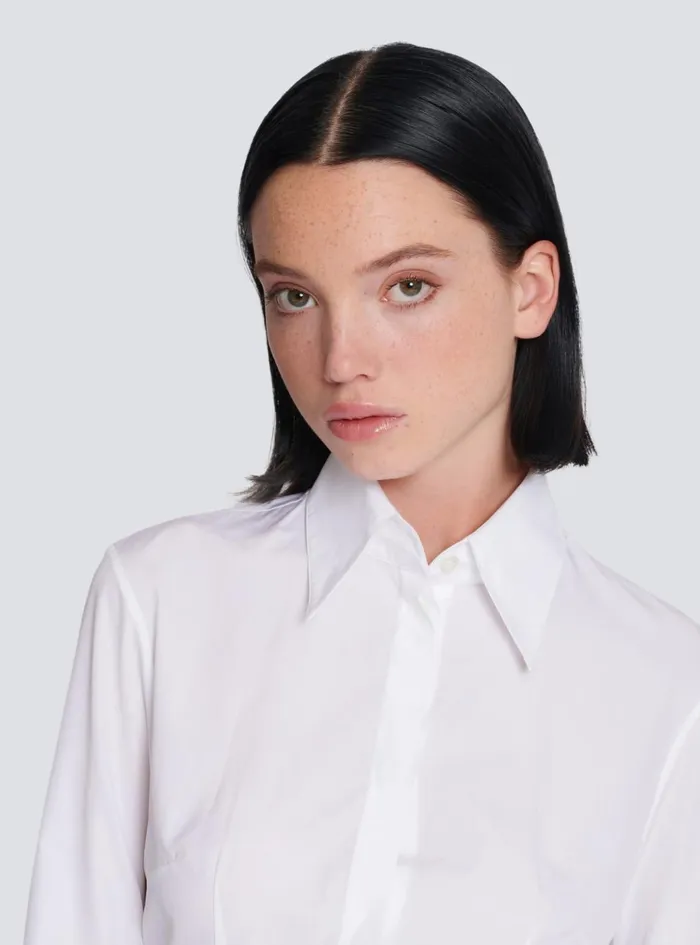 Fitted Poplin Shirt White Women Balmain Tops And Shirts