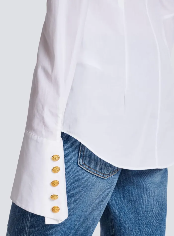 Fitted Poplin Shirt White Women Balmain Tops And Shirts