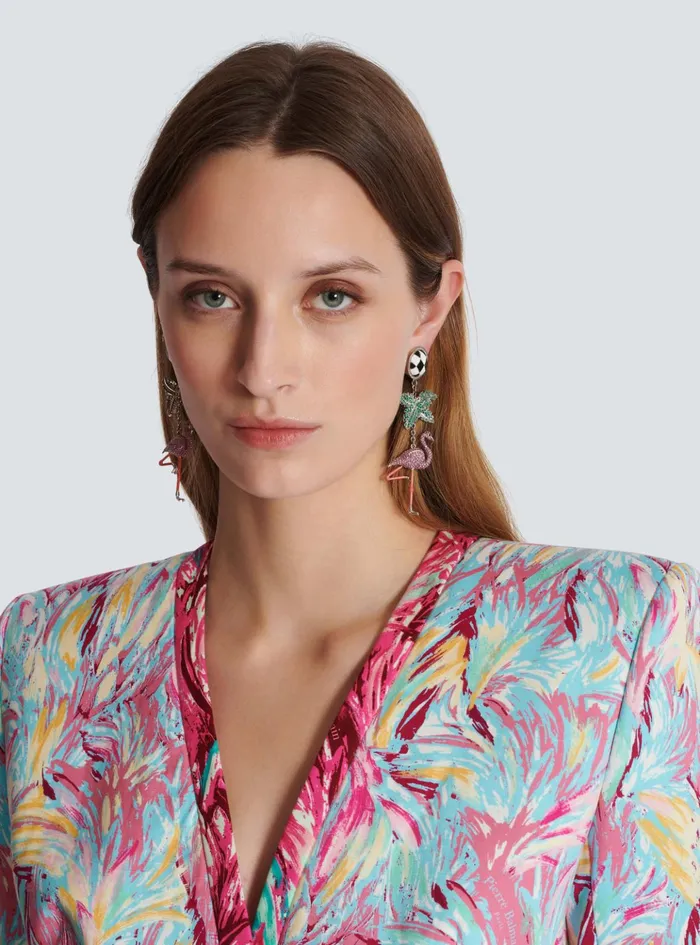 Flamingo Pendant Earrings Multicolor Women Balmain Fashion Jewelry
