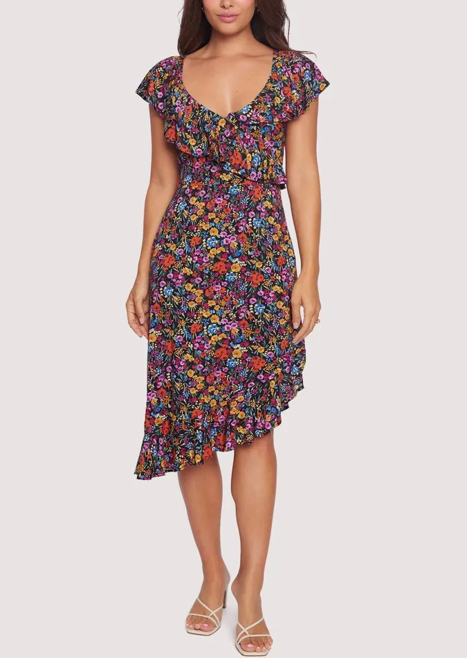 Flora Garden Midi Dress Blacklavender Women Lost Wander Dresses