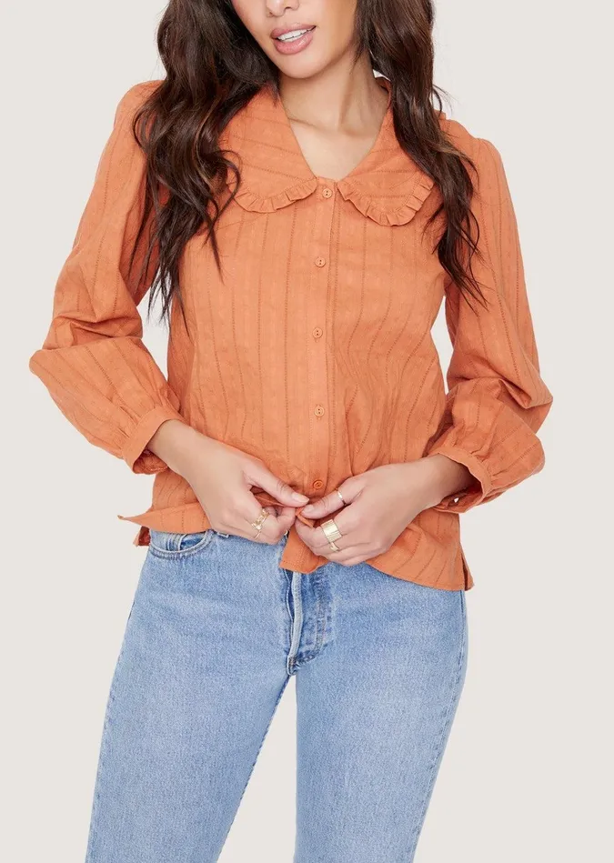 Forever Yours Long Sleeve Blouse Rust Women Lost Wander Tops