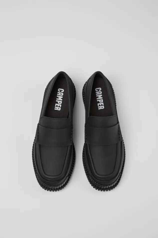 Formal Shoes Women Camper Pix Black Leather Moccasin Ballerina