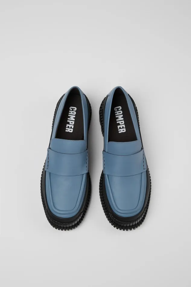 Formal Shoes Women Camper Pix Gray And Black Leather Loafer