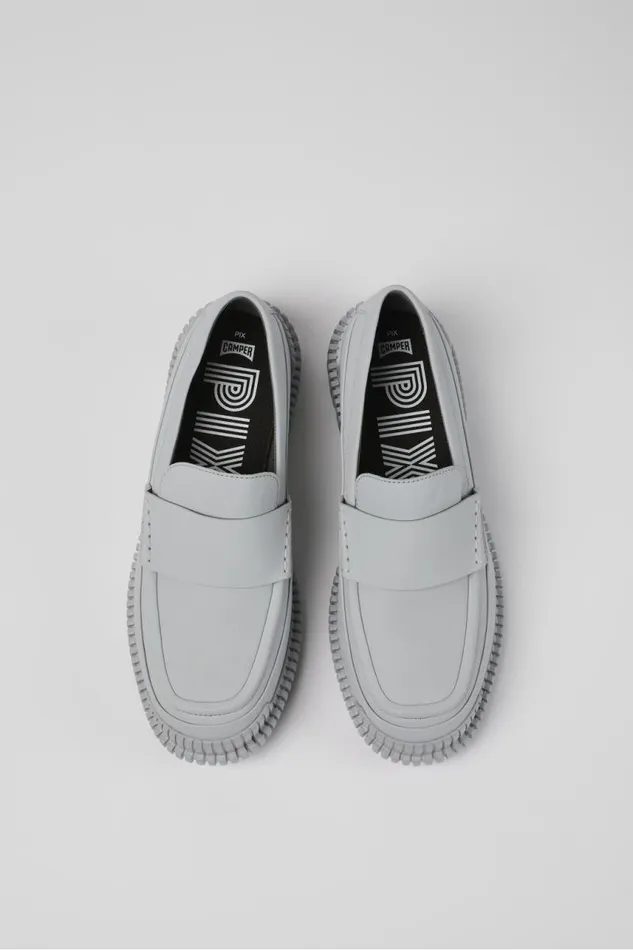 Formal Shoes Women Camper Pix Gray Leather Loafer